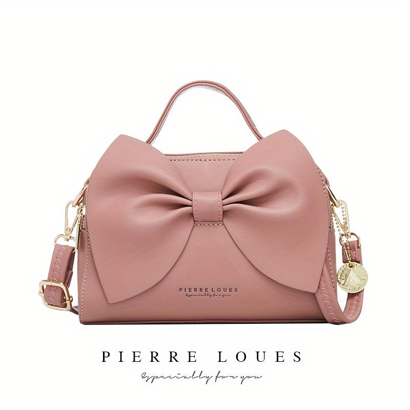 Solid Bowknot Crossbody Satchel Bag