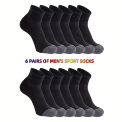 6 Pairs Men's 100 Cotton Thick Sports Socks