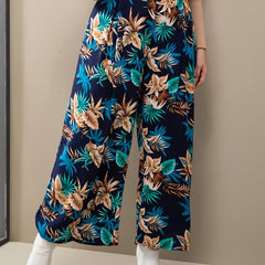 Floral Wide Leg Boot Cut Pants - Plus Size