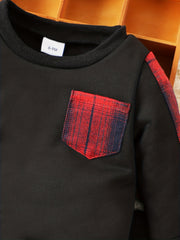 Baby Boy Plaid Long sleeved Top Trousers 2pcs Set