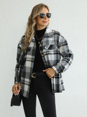  Plaid Print Long Sleeve Button Up Lapel Collar Shirt