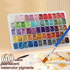 60 Colors Metallic Glitter Watercolor Paint Set for Artists