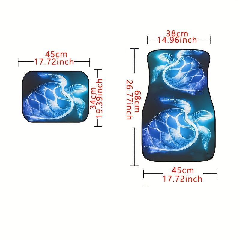 4pcs Luminous Turtle Pattern Car Floor Mats Non-slip Stain Resistant