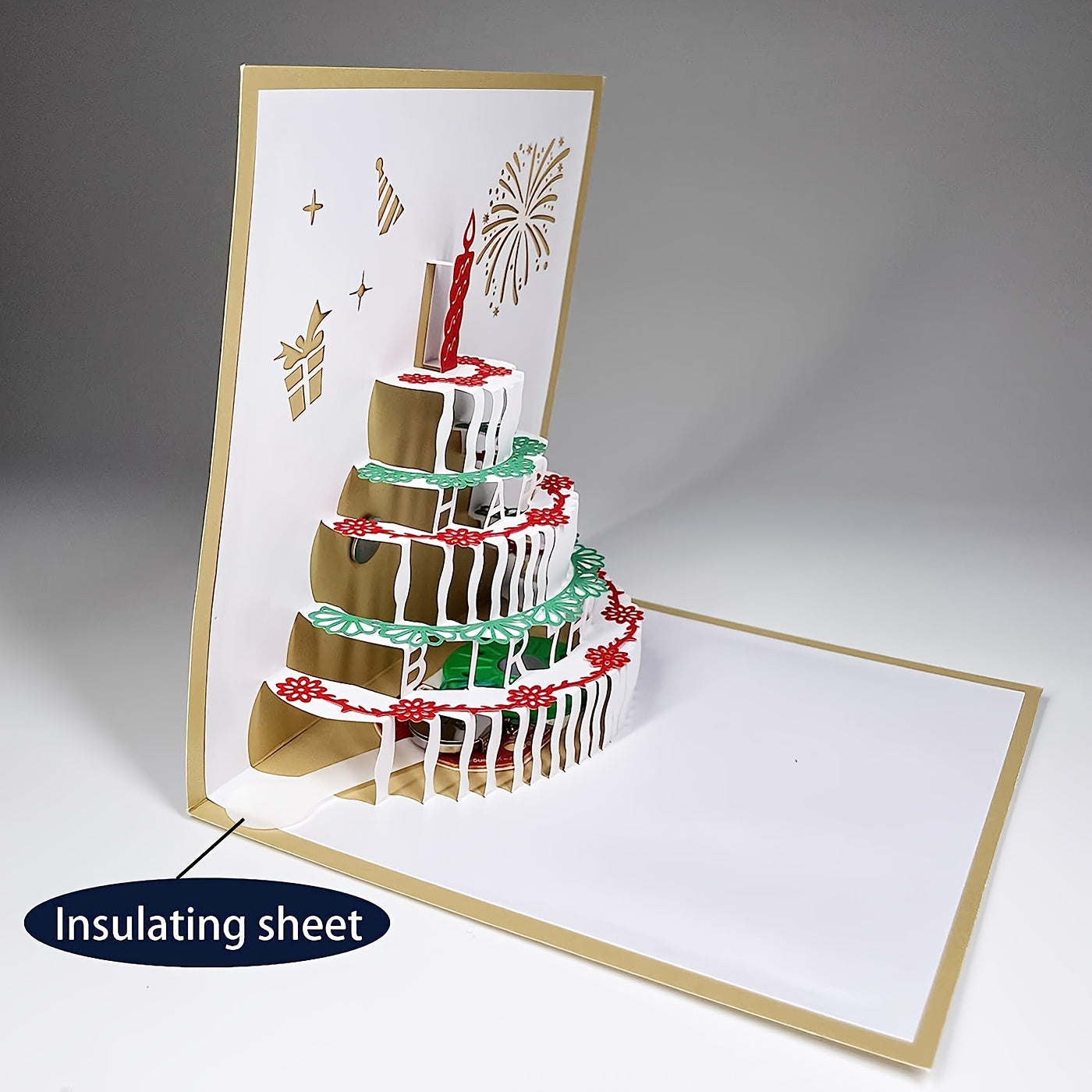 3D Birthday Cards LED Light Birthday Cake Greeting Cards