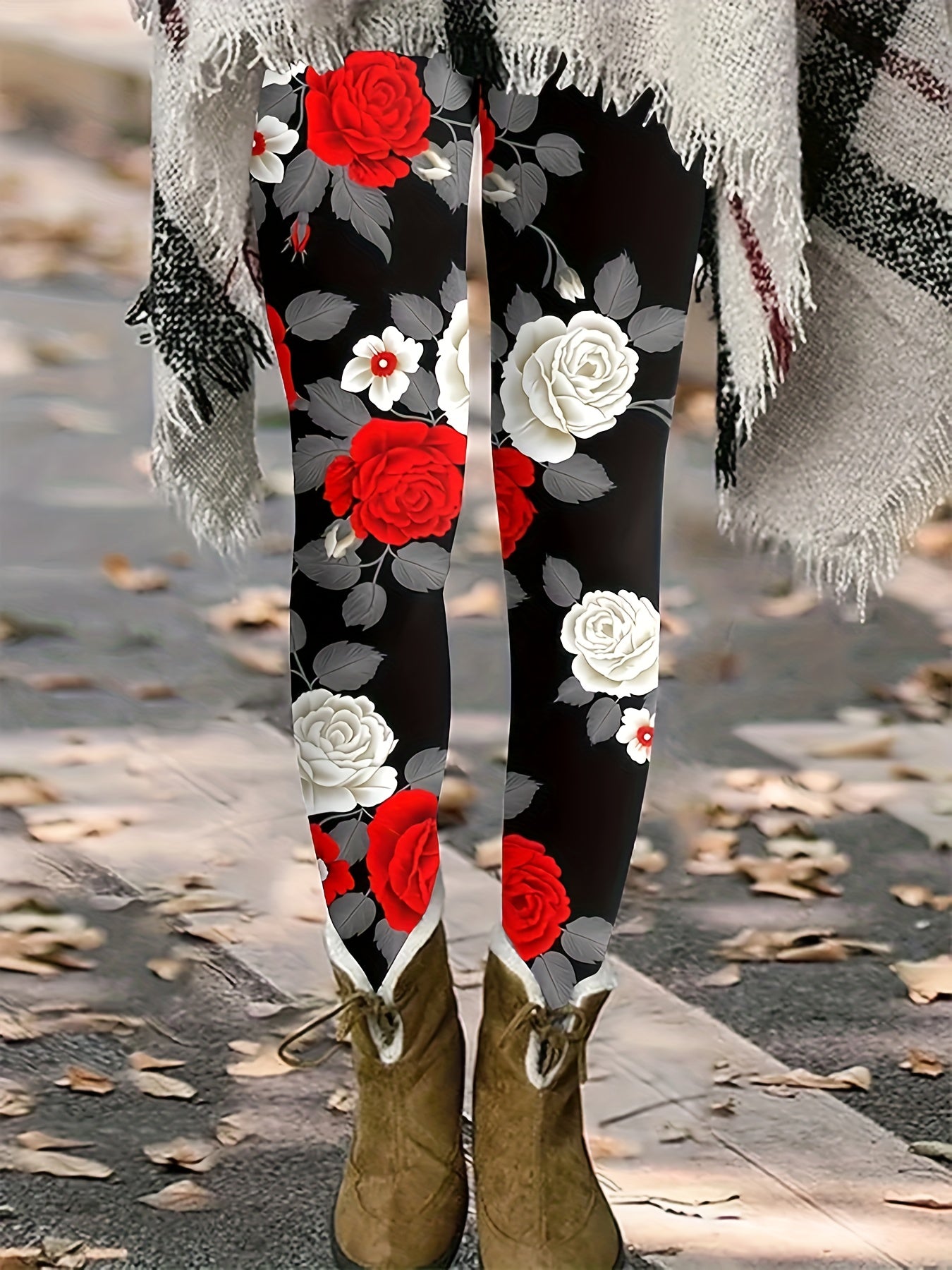  Rose Print High Rise Leggings