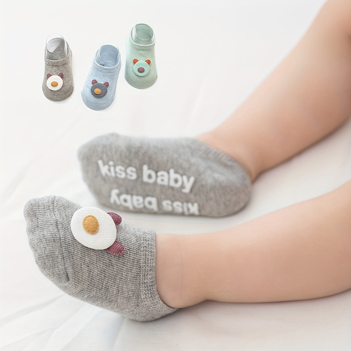 Boys Non slip Floor Socks Bear Letter Pattern Boat Socks