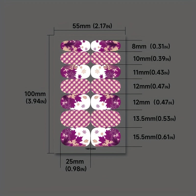 Maple Leaf Nail Art Stickers Full Wrap Nail Polish Strips with Files