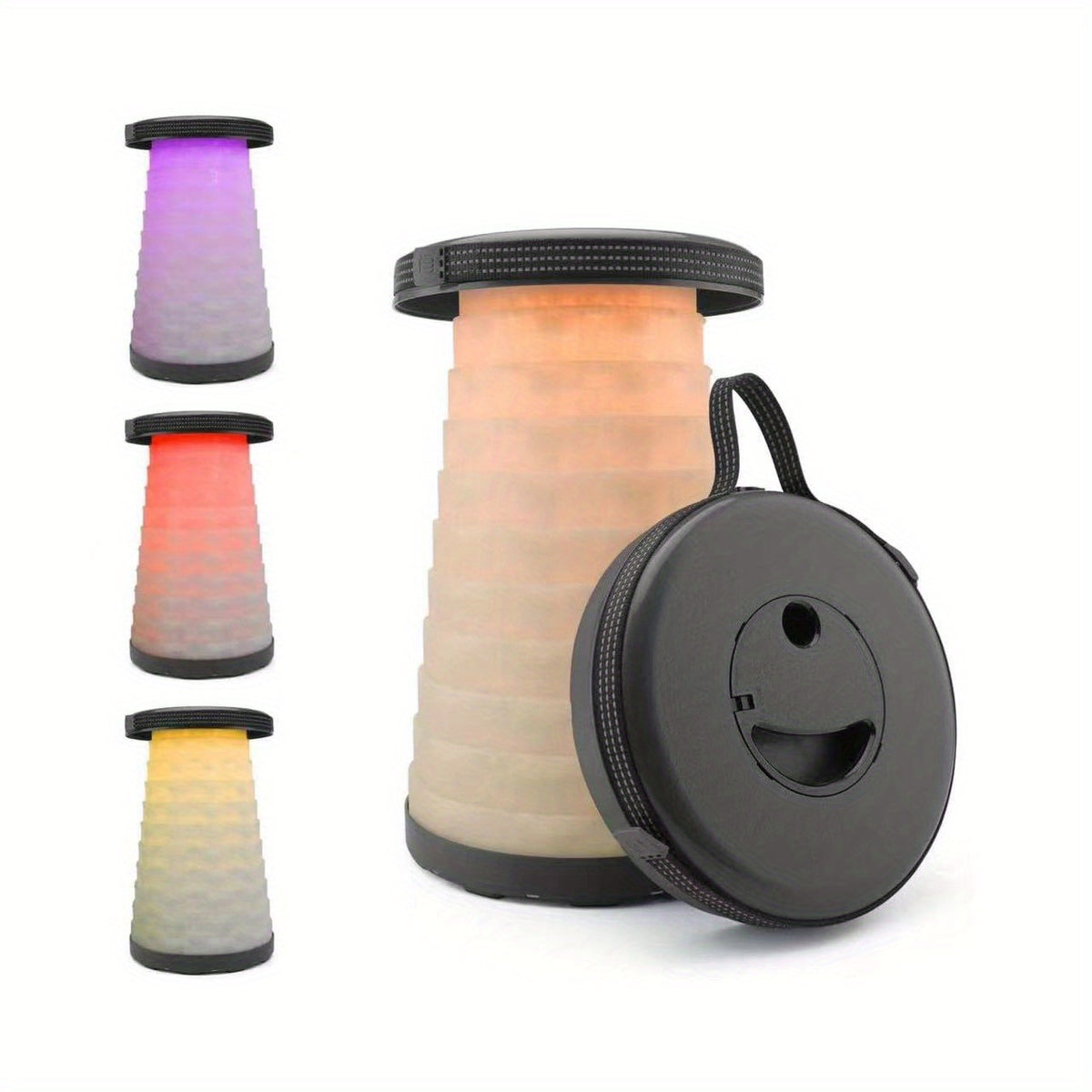 Portable Retractable Folding Stool with Lights Supports Up To 440lbs