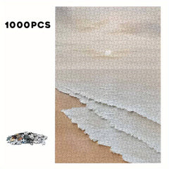 Serene Beach Sunset Large Square Jigsaw Puzzle