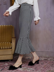 Houndstooth Mermaid Skirts Bodycon Slim Casual Maxi Skirts