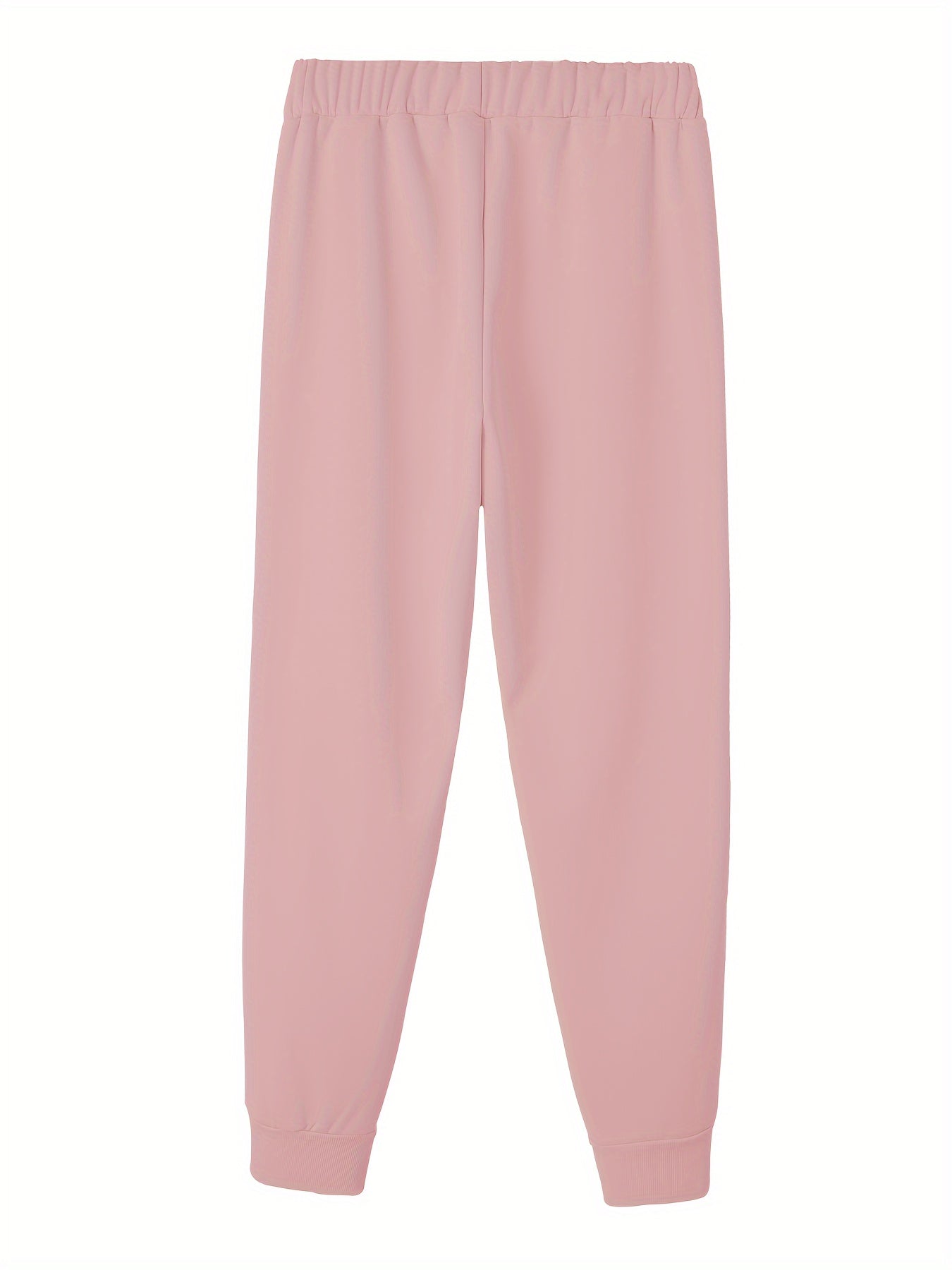  Slogan Print Fleece Liner Drawstring Joggers