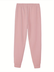  Slogan Print Fleece Liner Drawstring Joggers