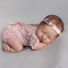 2Pcs Baby Girl Lace Costume Photo Props Newborn Clothes