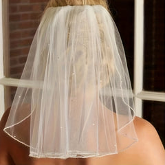 2 Pack Romantic Style Short Bridal Veil with Hair Comb Wedding Accessories