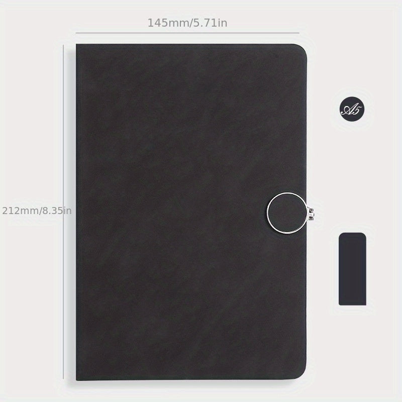 A5 Cowhide Notebook with Buckle, Business Office Journal
