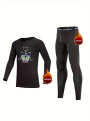Kids Compression Fleece Set Crew Neck Pullover & Elastic Waist Pants