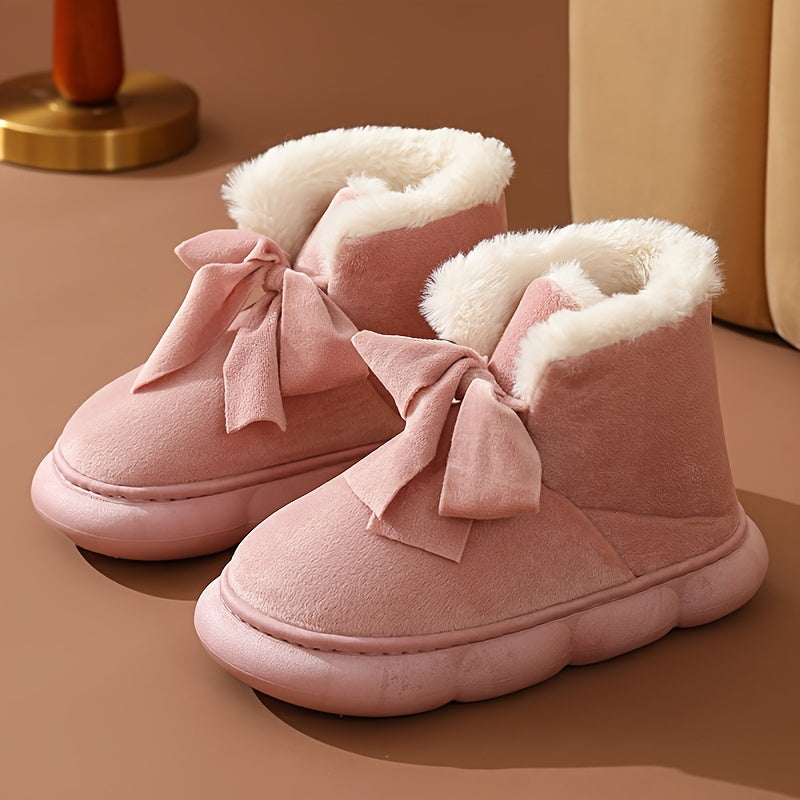 Women's Faux Fur Winter Snow Boots With Bow Decor