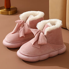 Women's Faux Fur Winter Snow Boots With Bow Decor