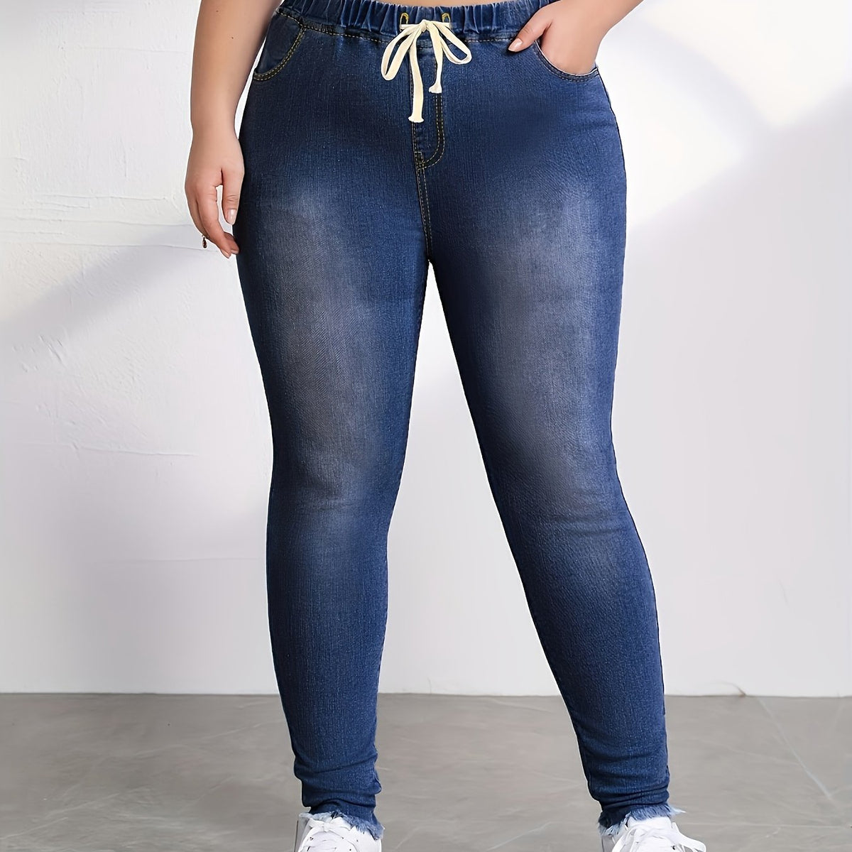  Drawstring Skinny Jeans with Pockets