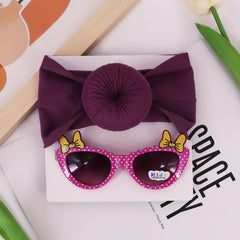 Kids Fashion Hair Accessories Set - Elastic Donut Headband & Glasses