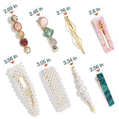 28 PCS Pearls & Acrylic Resin Hair Clips Barrettes