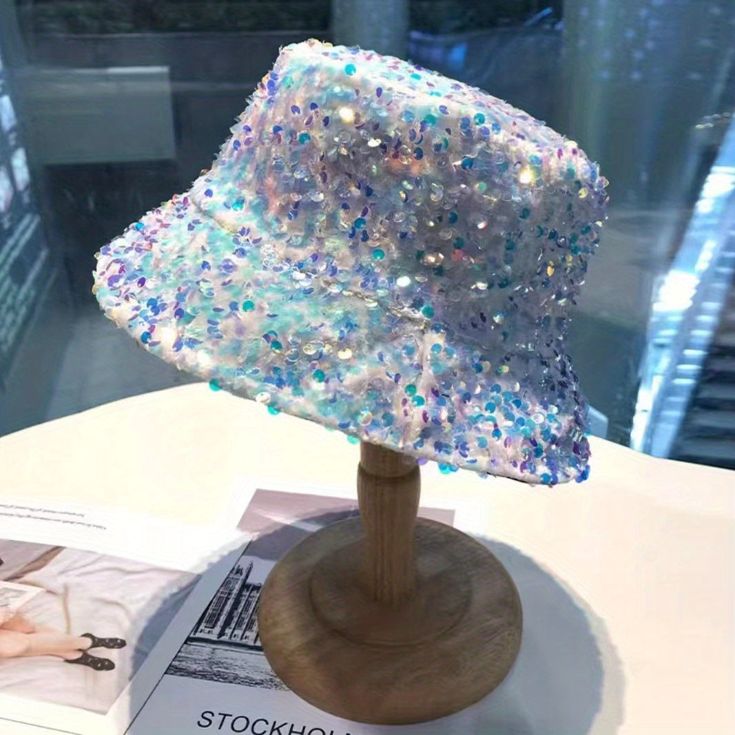 Y2K Sequin Bucket Hat Hip Hop Fisherman Cap