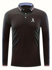 Men's Long Sleeve Polo Shirt Casual Custom Fit Golf Tennis Clothing