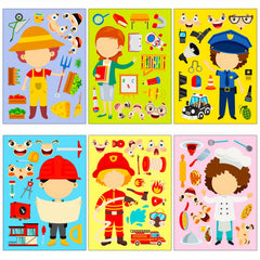 6pcs Cartoon Face Changing Stickers DIY Puzzle Stickers