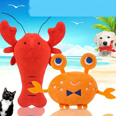 Lobster Pet Chew Toy with Squeaker for Teeth Grinding