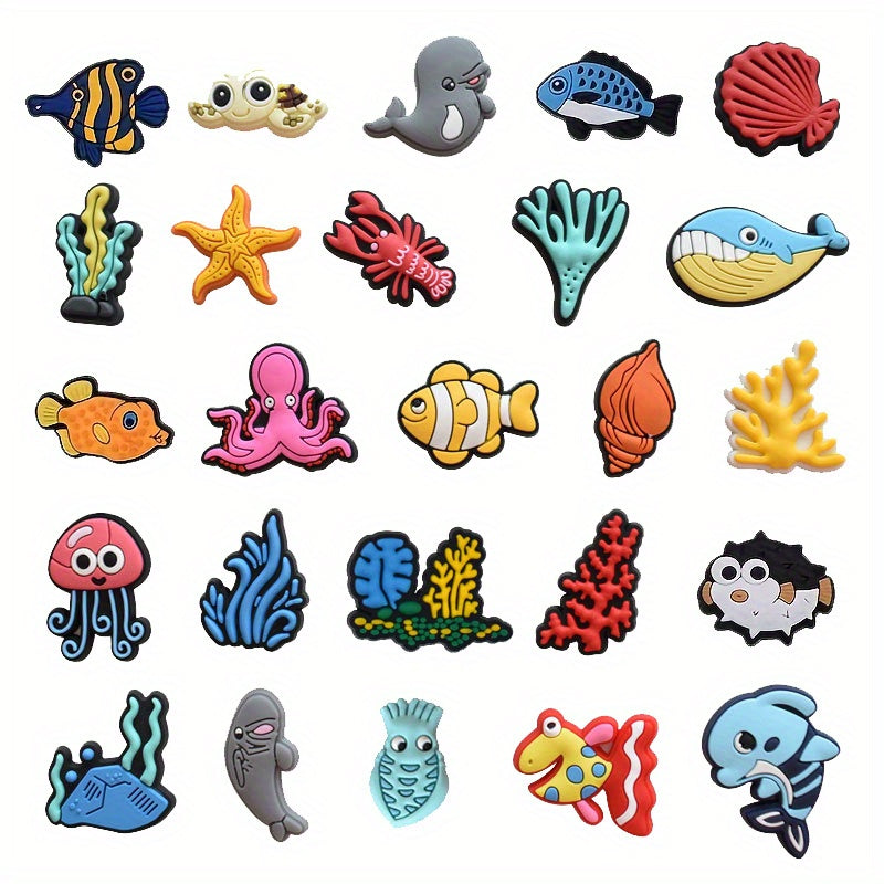25pcs Fish Pattern Charms Shoes Slippers Decoration Accessories