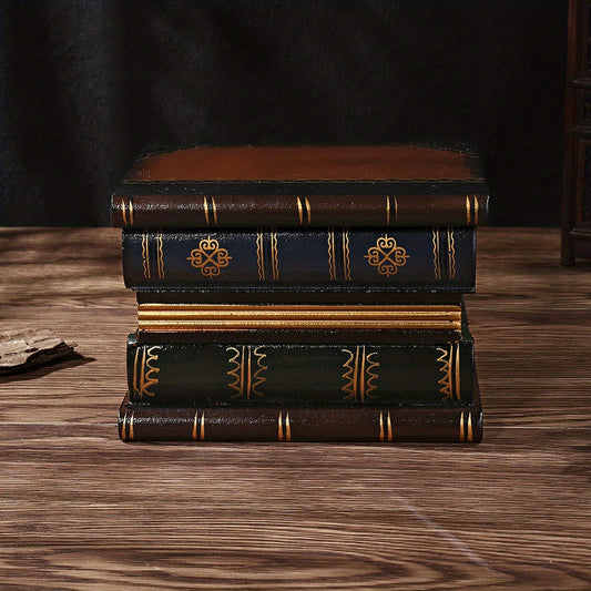 Vintage Wooden Book Shape Storage Box Desktop Decor