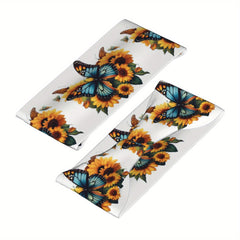 Sunflower & Butterfly Print Sports Headband - Stretchy & Breathable Polyester