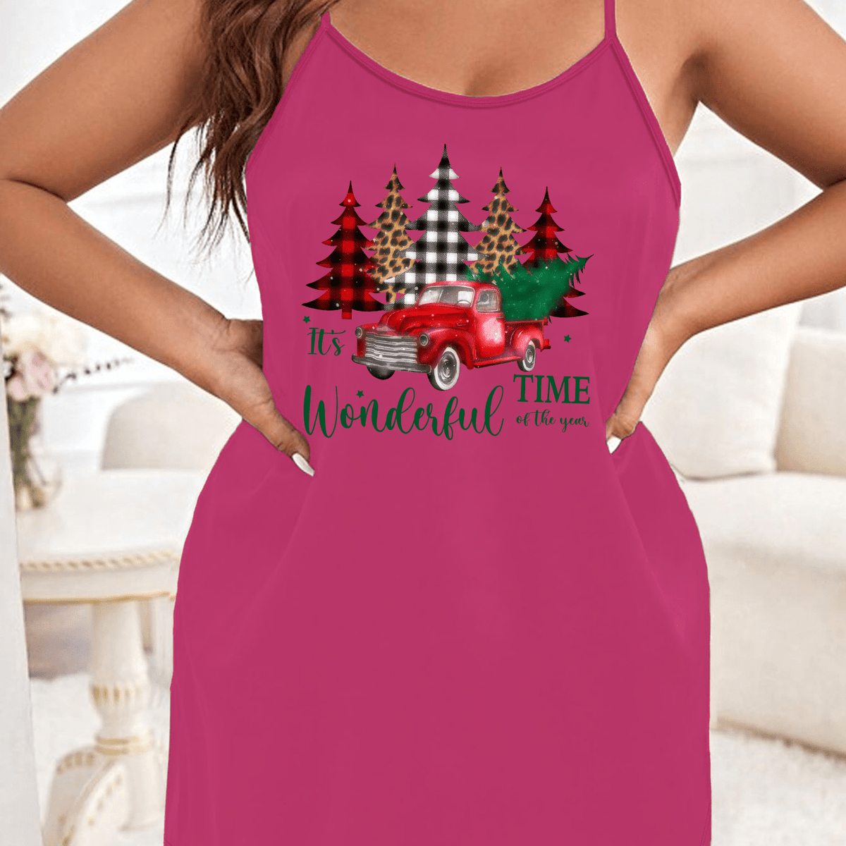  Plaid Christmas Nightdress Women's Sexy Cami Sleep Dress