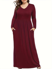  Long Sleeve Maxi Dress With Pockets