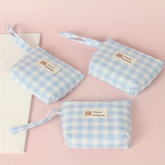 Portable Plaid Cartoon Storage Bag with Rope Handle