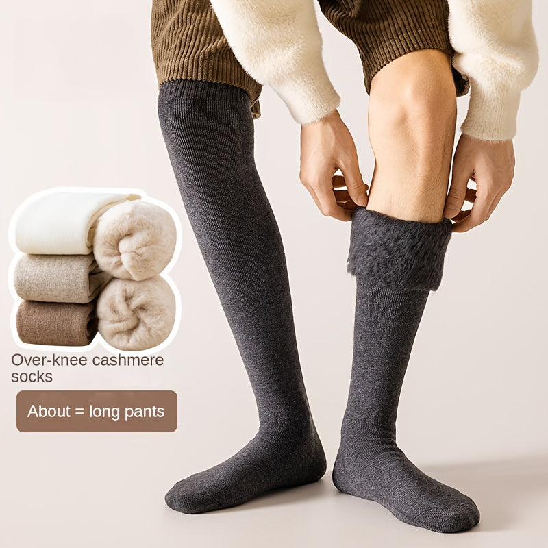 Men's Over the Knee Winter Woolen Socks Thick Warm Breathable Sweat-absorbing