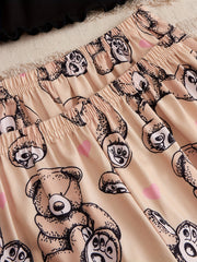 Bear Print Pajama Set Cami Top & Shorts & Pants