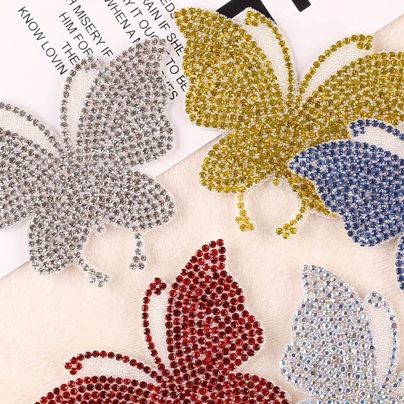 Colorful Rhinestone Butterfly Iron On Patches