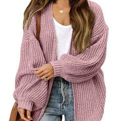  Solid Lantern Sleeve Cardigan