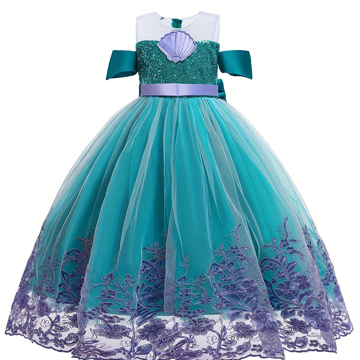Girl's Mermaid Dress Princess Costume Lace Tulle Floor Length