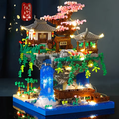 Vintage Peach Blossom Pond Garden Building Blocks 4705pcs DIY Construction Toys