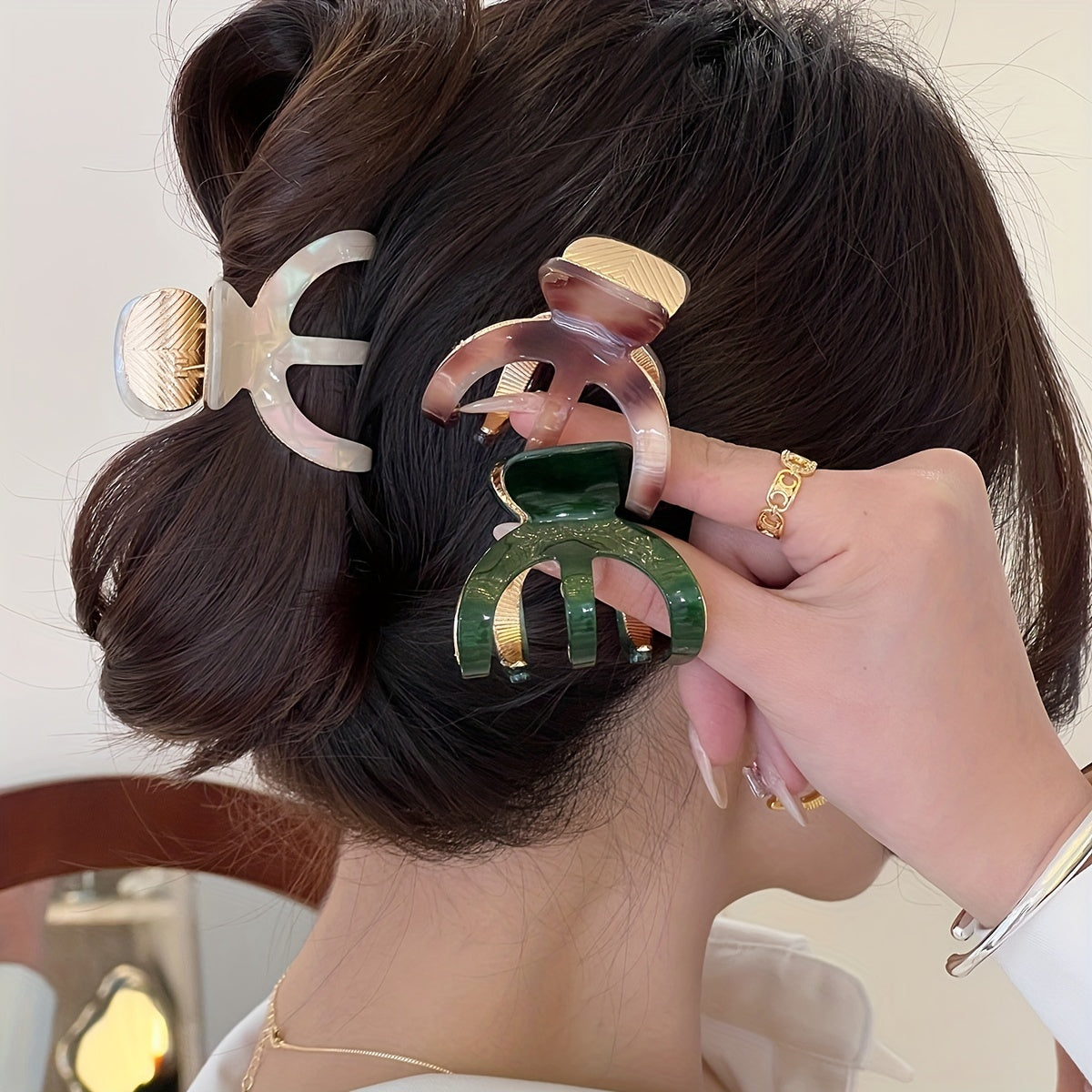 Acetate Hair Claw Alloy Shark Claw Back Head Clip Women's Hair Accessories