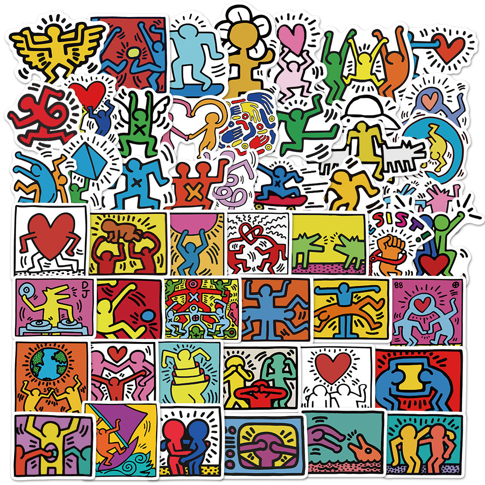 50sheets Skate Haring Sticker Waterproof Phone Case Decor Sticker