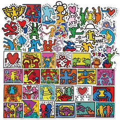 50sheets Skate Haring Sticker Waterproof Phone Case Decor Sticker