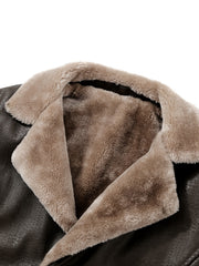 Men's Casual Faux Pu Leather Long Sleejson Button Trench Coats
