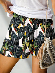 Tropical Print Drawstring Shorts for Women