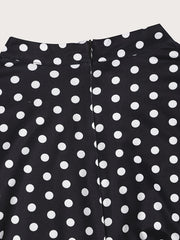  Polka Dot Print Cut Out Bat Sleeve Dress