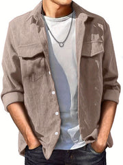 Men's Corduroy Button Long Sleeves Shirt Jacket