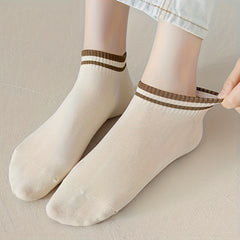 10 Pairs Striped Short Socks Comfy Sports Stockings