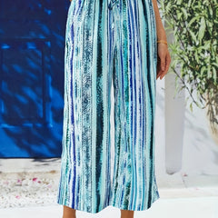  Tie Dye Stripe Print Tie Front Pants